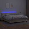 vidaXL Boxspring met matras en LED kunstleer cr&egrave;mekleurig 180x200 cm