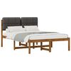 vidaXL Bedframe met gestoffeerd hoofdbord Naturel en donkergrijs