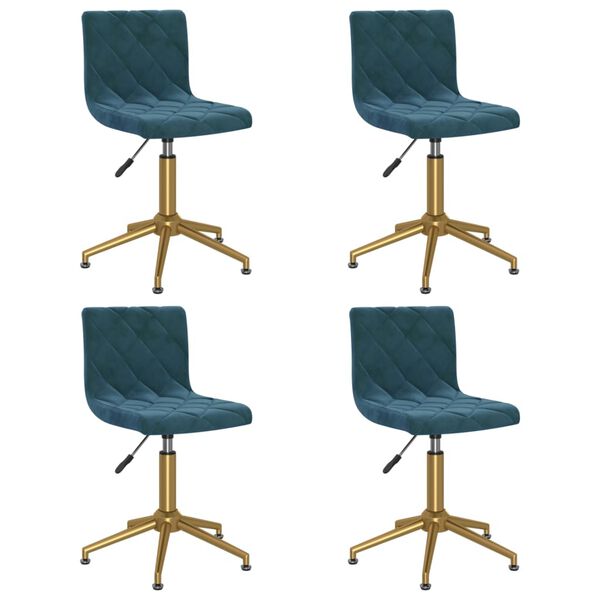 vidaXL Eetkamerstoelen draaibaar 4 st fluweel blauw