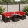 vidaXL 8-delige Loungeset met kussens poly rattan acacia bruin
