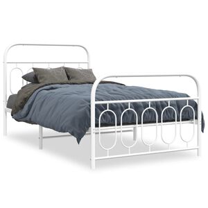 vidaXL Bedframe met hoofd- en voeteneinde metaal wit 107x203 cm