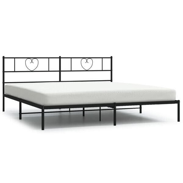 vidaXL Bedframe met hoofdbord metaal zwart 200x200 cm