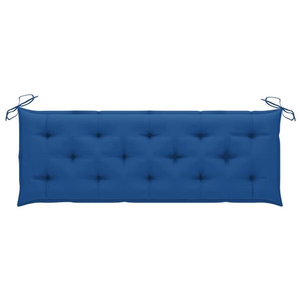 vidaXL Bank Batavia met blauw kussen 150 cm massief teakhout