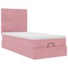 vidaXL Ottoman bed met matrassen en LED's 100x200cm fluweel roze