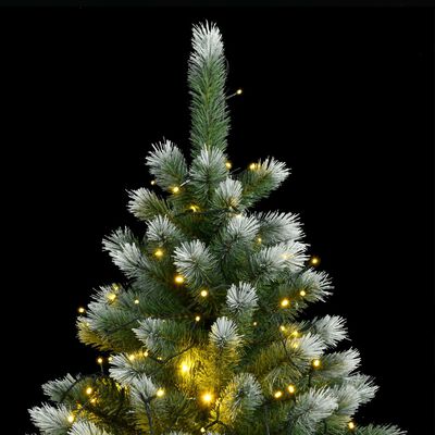 vidaXL Kunstkerstboom met scharnieren 300 LED's en sneeuw 210 cm