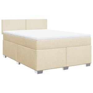 vidaXL Boxspring met matras stof cr&egrave;mekleurig 140x200 cm
