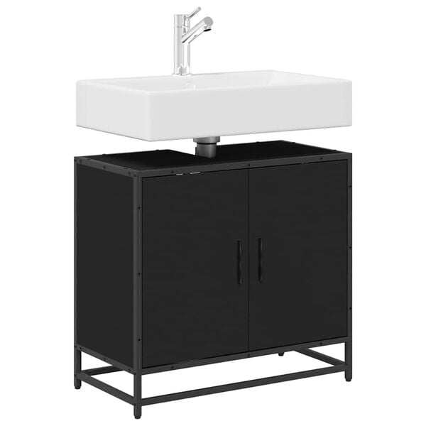 vidaXL Wastafelkast 65x33x60 cm bewerkt hout zwart