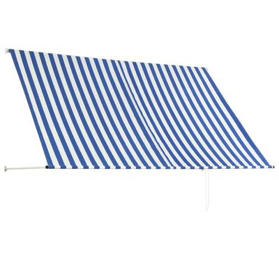 vidaXL Luifel uittrekbaar 250x150 cm blauw en wit