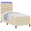 vidaXL Boxspring bed met matras met LED Cr&egrave;me 100 x 200 cm Stof