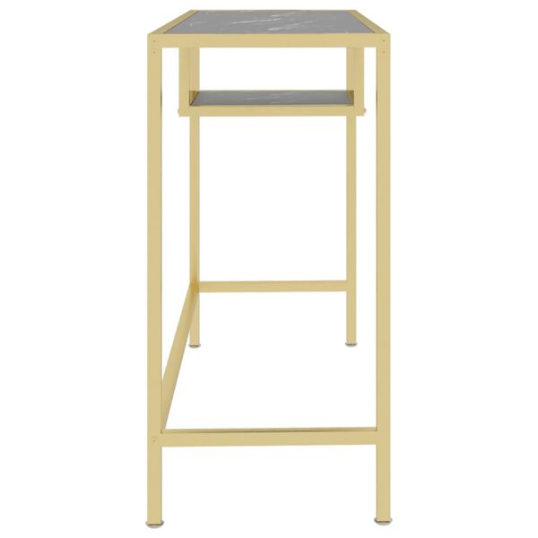 vidaXL Computerbureau 100x36x74 cm gehard glas zwartmarmerkleurig