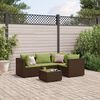 vidaXL 5-delige Loungeset met kussens poly rattan bruin