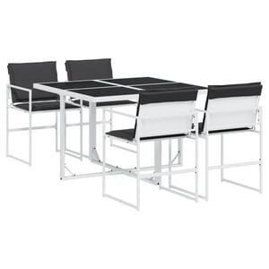 vidaXL 5-delige Tuinset met kussens textileen wit
