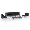 vidaXL 6-delige Loungeset met kussens poly rattan donkergrijs