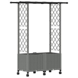 vidaXL Verhoogd Bed met Trellis en Dak Lichtgrijs 124,5 x 40 x 142 cm