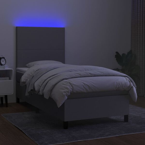vidaXL Boxspring met matras en LED stof lichtgrijs 80x200 cm