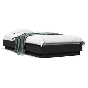vidaXL Bedframe bewerkt hout zwart 90x190 cm