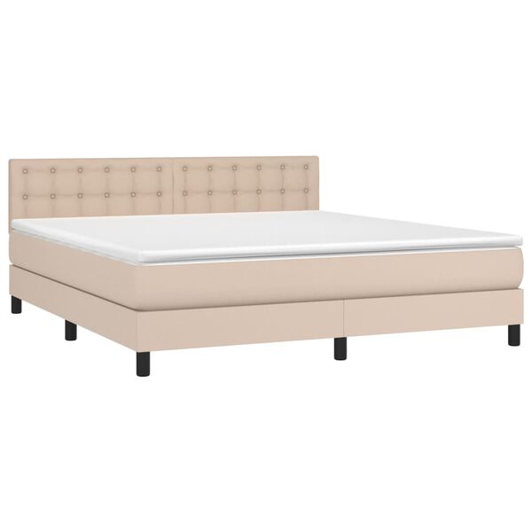 vidaXL Boxspring met matras en LED kunstleer cappuccinokleur 160x200cm