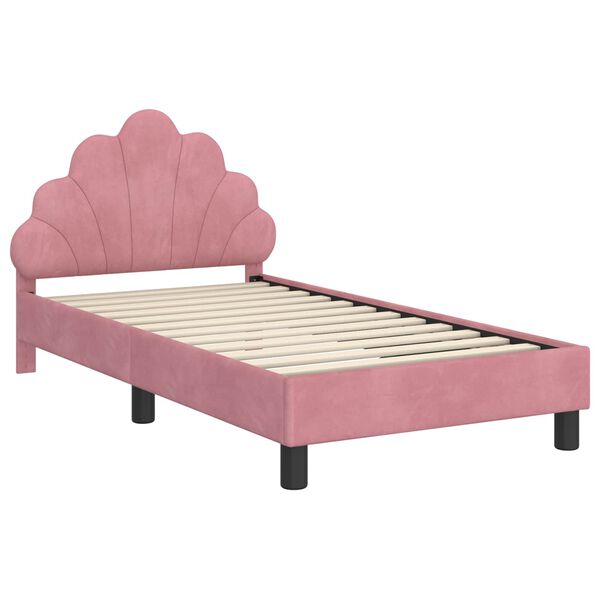 vidaXL Bedframe voor kinderen met hoofdbord Roze 80 x 160 cm Fluweel