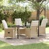 vidaXL Tuin Eetset met kussen 5 pcs Beige Poly riet