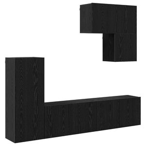 vidaXL TV-wandmeubel Wandgemonteerd 5 pcs Zwart Eiken Bewerkt hout