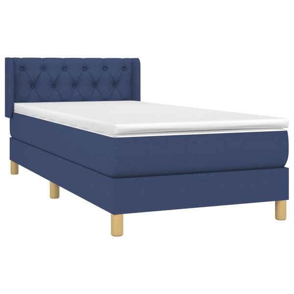vidaXL Boxspring met matras stof blauw 80x200 cm