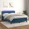 vidaXL Boxspring met matras en LED fluweel donkerblauw 140x200 cm