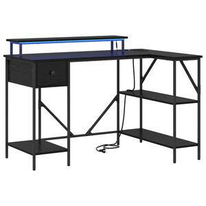 vidaXL Bureau met lade Zwart Eiken 120 x 79 x 86,5 cm Bewerkt hout