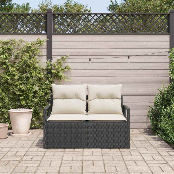 vidaXL Tuinbank met kussen met opslag 120 x 62 x 69 cm poly rattan