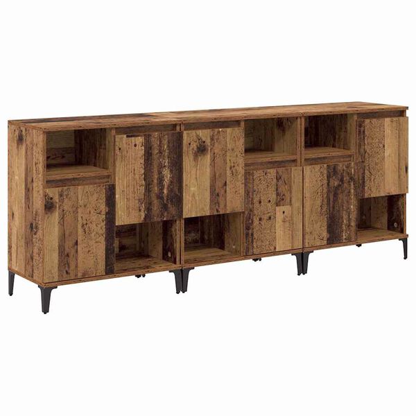 vidaXL Dressoirs 3 pcs Oud Hout 60 x 35 x 70 cm Bewerkt hout