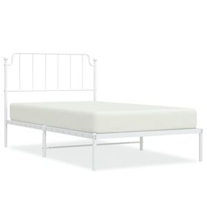 vidaXL Bedframe met hoofdbord metaal wit 107x203 cm