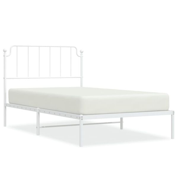 vidaXL Bedframe met hoofdbord metaal wit 107x203 cm