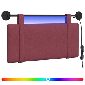 vidaXL Hangend hoofdbord Met LED-verlichting Wijnrood Stof