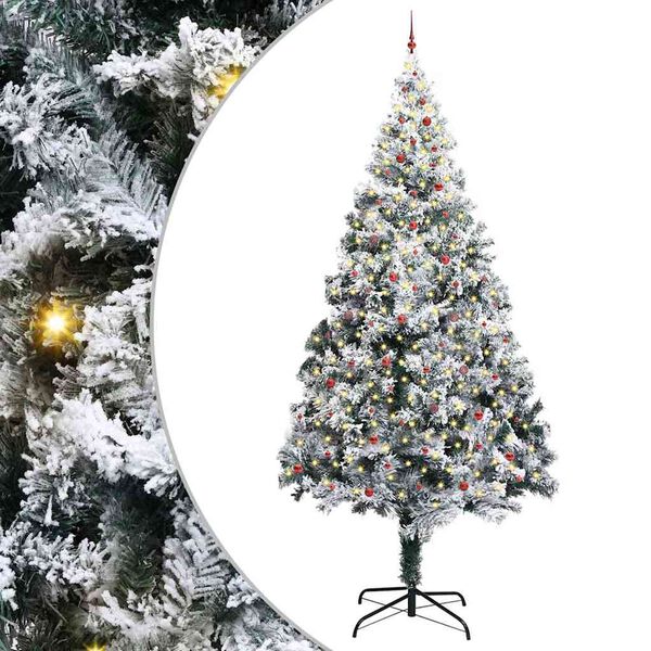 vidaXL Kunstmatig Verlichte Kerstboom met Ballenset Groen 400 cm PVC