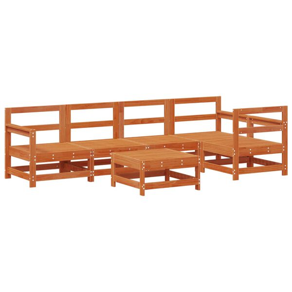 vidaXL Tuin loungeset 6 pcs Wasbruin Massief grenenhout