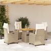 vidaXL 5-delige Tuinset met kussens poly rattan beige