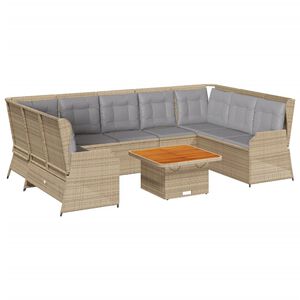 vidaXL 7-delige Loungeset met kussens poly rattan beige