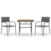 vidaXL 3-delige Tuinset poly rattan grijs