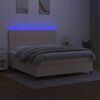 vidaXL Boxspring met matras en LED stof cr&egrave;mekleurig 180x200 cm