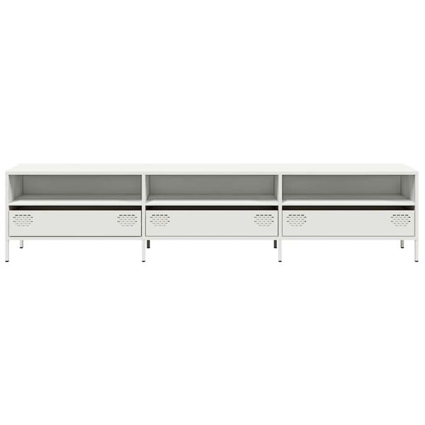vidaXL Tv-meubel 202x39x43,5 cm koudgewalst staal wit