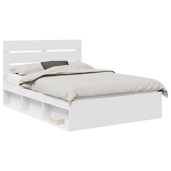 vidaXL Bedframe met hoofdeinde Wit 160 x 200 cm Massief grenenhout