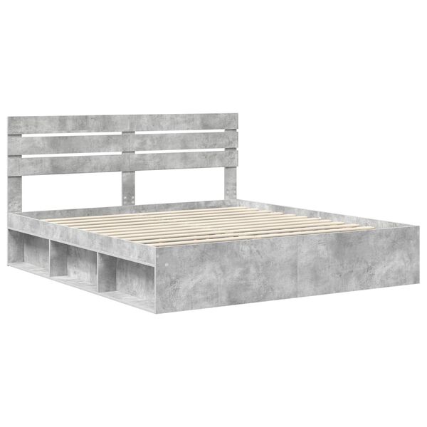 vidaXL Bedframe met hoofdeinde Beton 180 x 200 cm Massief grenenhout
