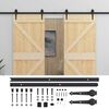 vidaXL Schuifdeur 2 pcs Naturel en Zwart Massief grenenhout