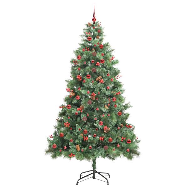 vidaXL Kunstkerstboom met LED -striplichten Groen 240 cm PVC en Metaal