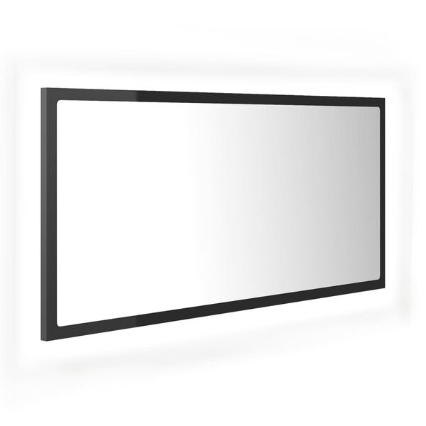 vidaXL Badkamerspiegel LED 90x8,5x37 cm acryl hoogglans grijs