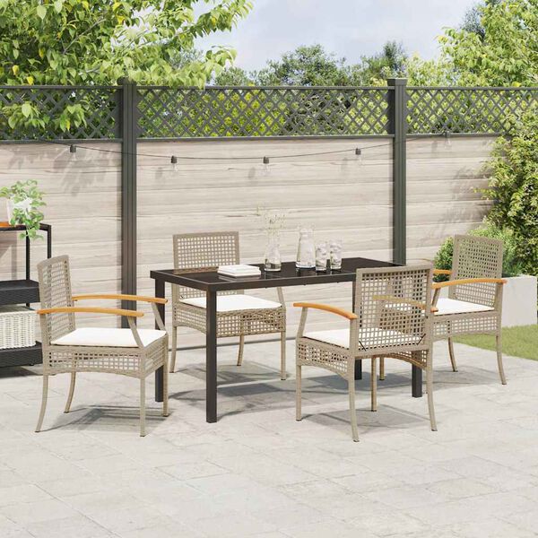 vidaXL Tuin Eetset 5 pcs Beige poly rattan
