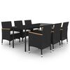 vidaXL 7-delige Tuinset met kussens poly rattan en glas