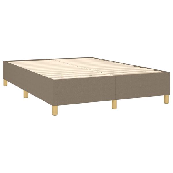 vidaXL Boxspring met matras stof taupe 140x200 cm