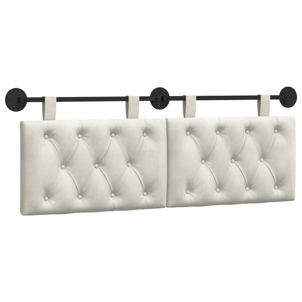 vidaXL Hangend Hoofdeinde Wandgemonteerd Cr&egrave;me 150 x 55 x 7 cm Fluweel