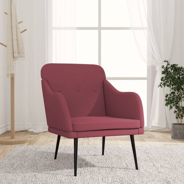 vidaXL Fauteuil 63x76x80 cm stof wijnrood