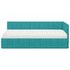 vidaXL Hoekbedframe met Matras met matras 2 pcs Turquoise Fluweel
